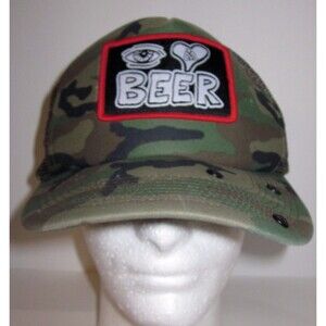 I love Beer - Camouflage Trucker Hat Cap Snapback w/ Bottle Opener Under Bill
